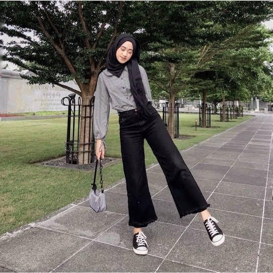 celana jeans cewek kekinian kulot wanita panjang putih hitam celana jeans cewek celana jeans