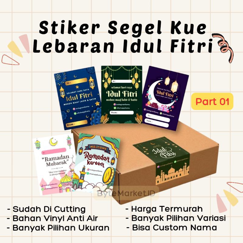 

70 Pcs Lebaran Idul Fitri Kotak / Stiker Segel Kardus Lebaran 02