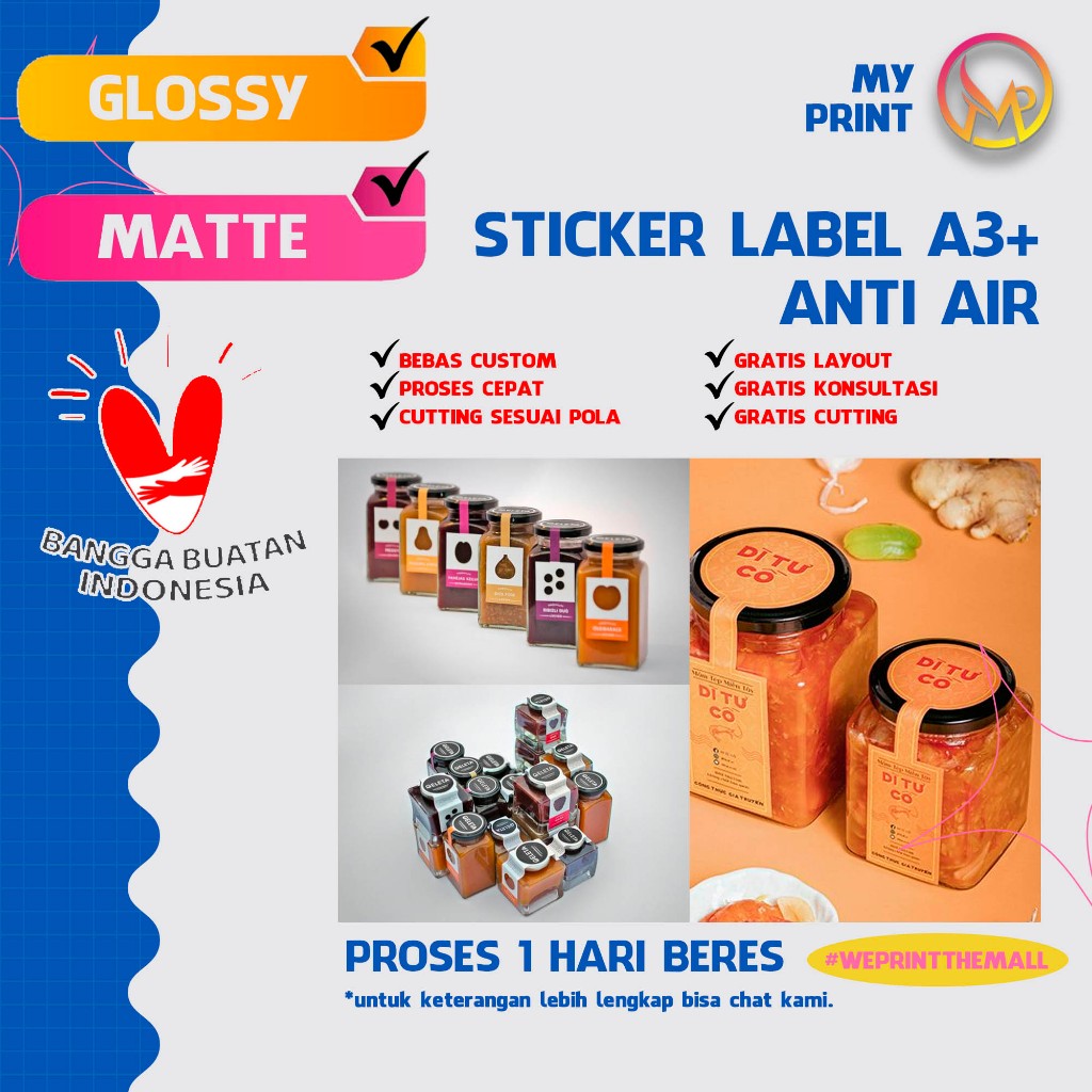 

Cetak Stiker Vinyl - Cetak Stiker Label Kemasan - Sticker Label cutting makanan dan minuman
