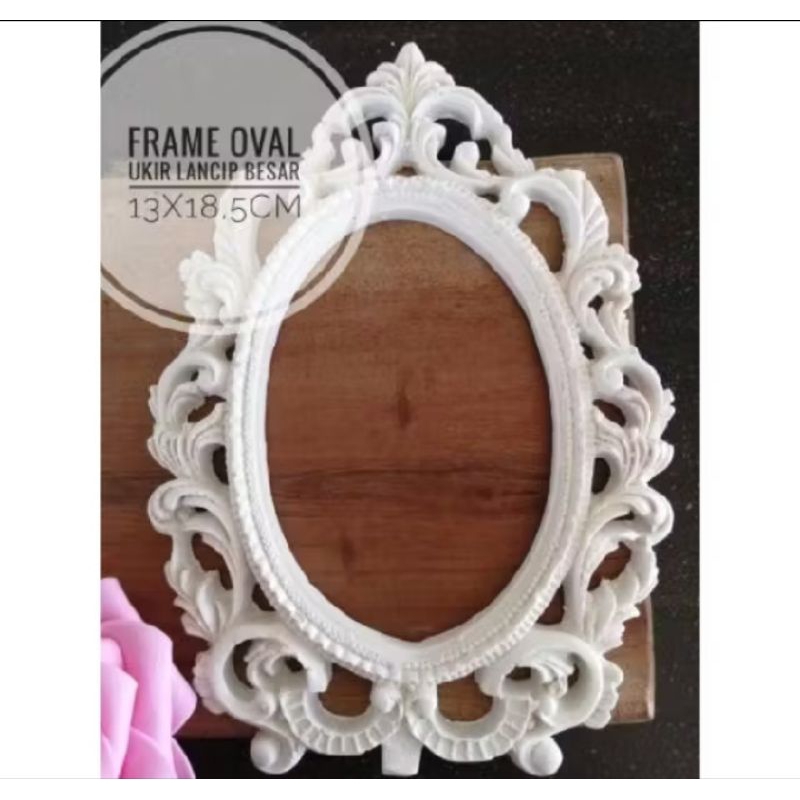 Frame Resin Oval Lancip Mahkota Besar | Scrapbook Mahar | Studio Foto | Paper Photografi