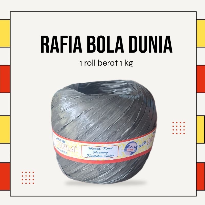

Rafia Hitam per roll 1/2 kg dan 1 kg Bola Dunia