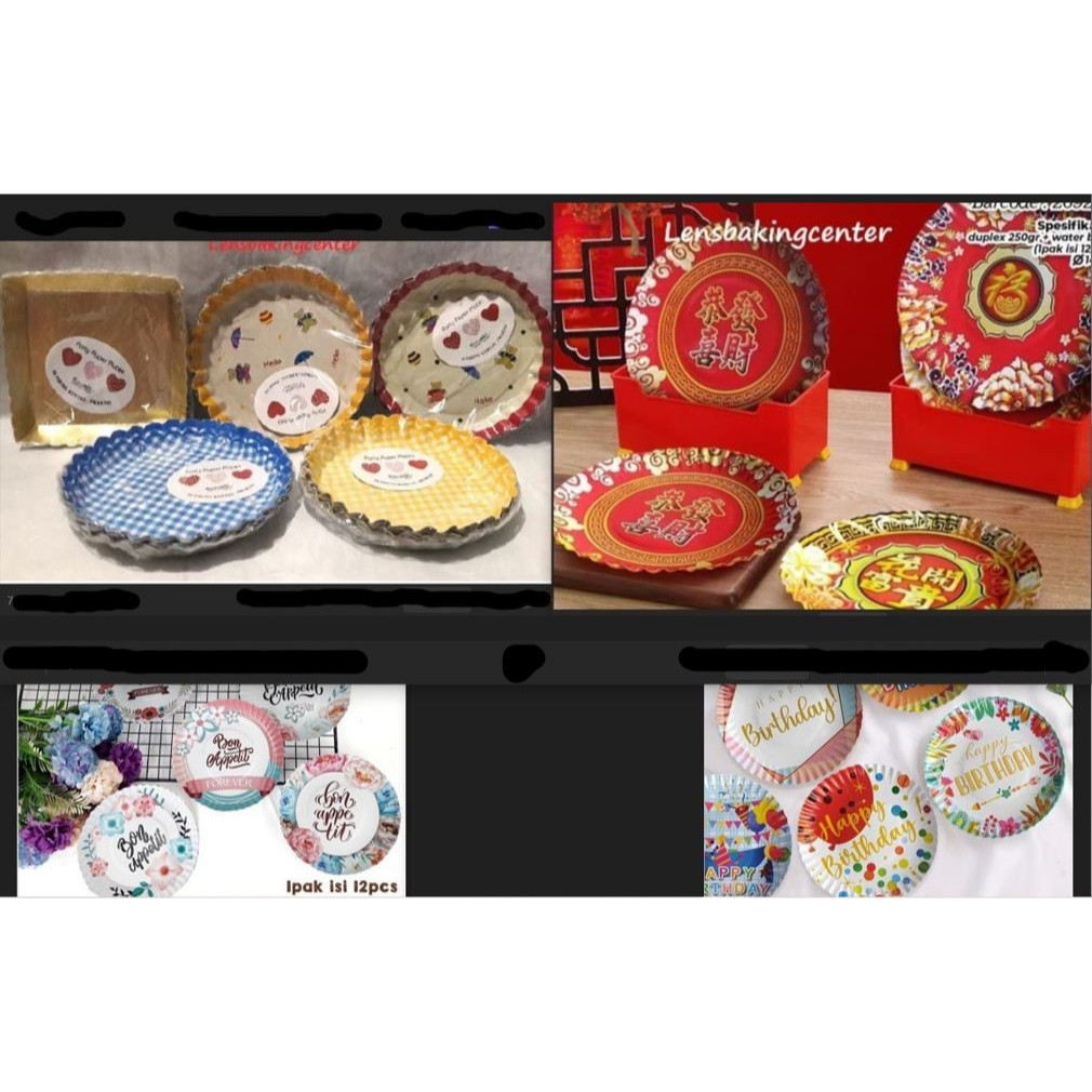 Piring Kertas Imlek Kue Makanan Party Pesta Anak Imlek   CNY   Chinese New Year   Selamat ULTAH ULAN
