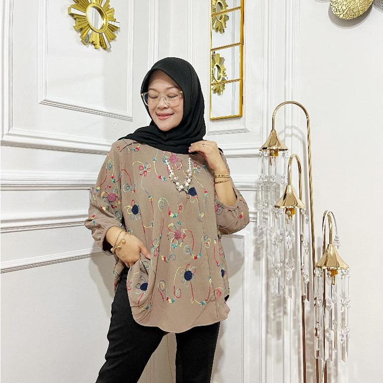 Atasan Wanita Jumbo | Blouse Wanita Jumbo | Baju Atasan Wanita Jumbo | Blouse Jumbo Model Hafisa Bah