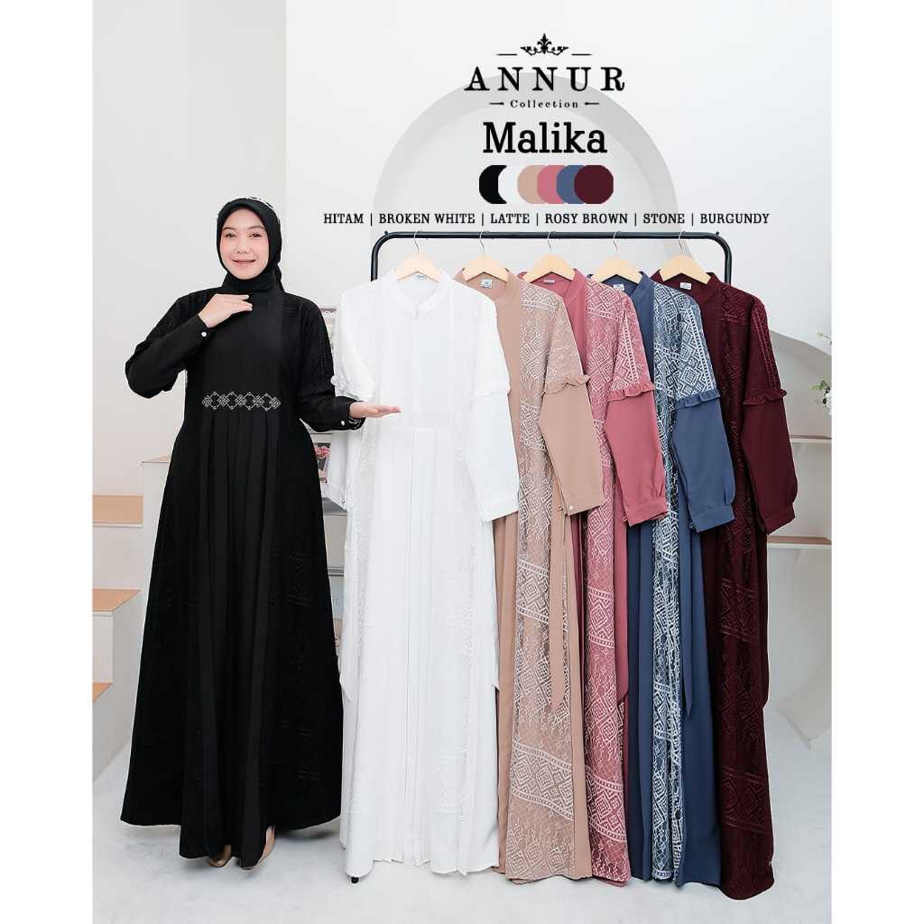MALIKA DRESS BY ANNUR COLLECTION , GAMIS BROKAT ANNUR, GAMIS MURAH, GAMIS SET, GAMIS KEKINIAN