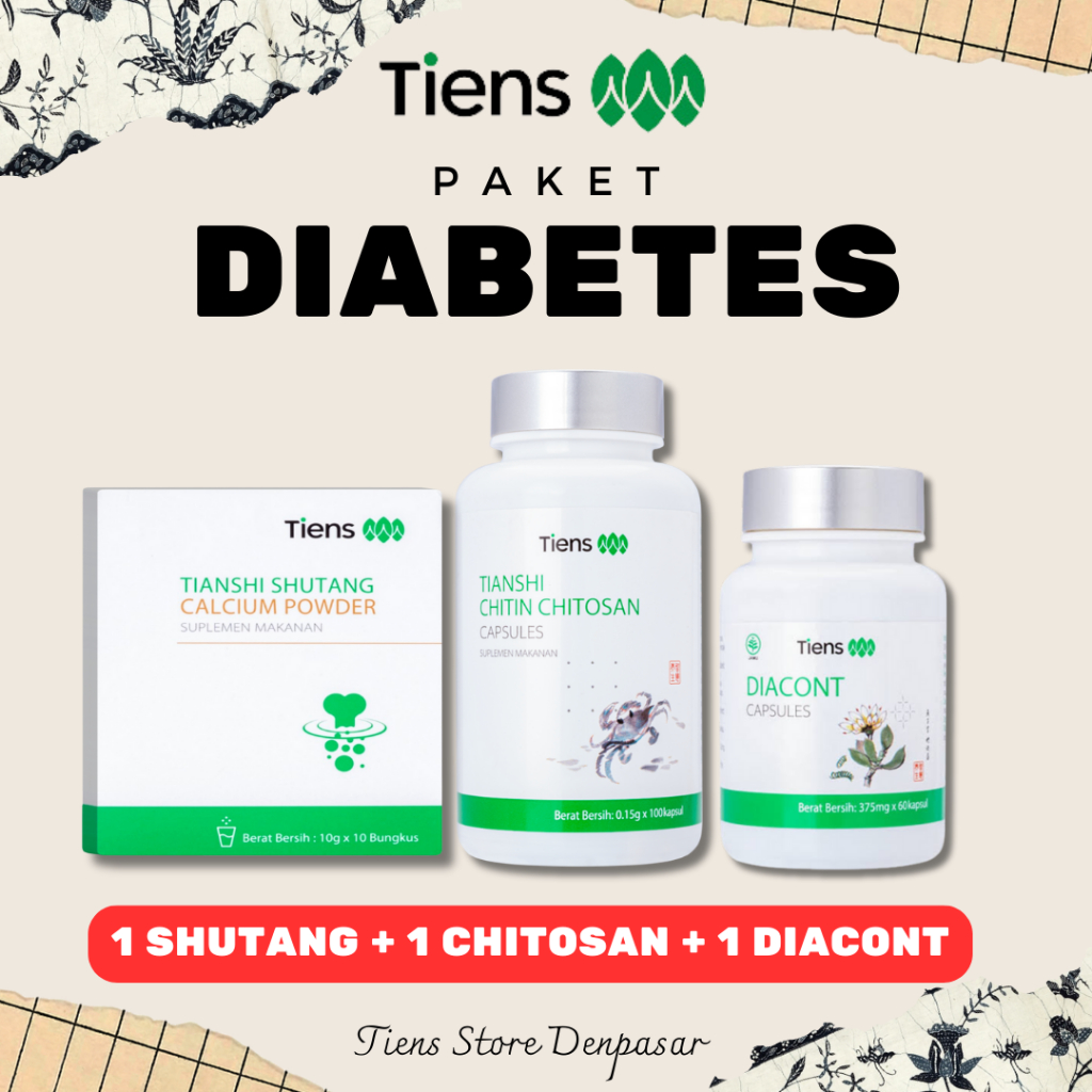 PAKET PRODUK TIENS UNTUK DIABETES MELITUS OBAT FITOFARMAKA TIENS SHUTANG CALCIUM POWDER DIACONT DIAB