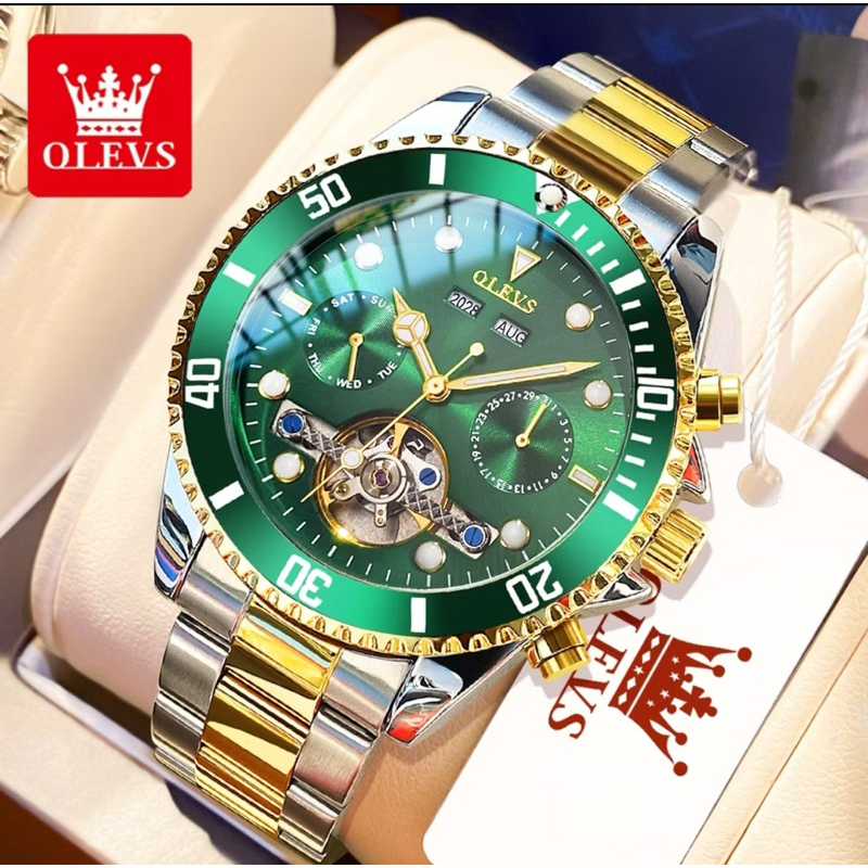 OLEVS 6605 Automatic Jam Tangan Automatic Pria Original Anti Air Mewah Multi-Function Watch Men Cod