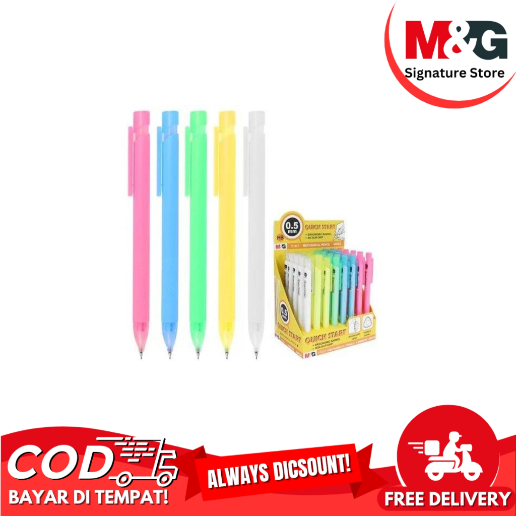 

Pencil Mechanic Warna Warni No Slip Grip M&G Pensil Mekanik HB Ketebalan 0.5mm #AMPY1371