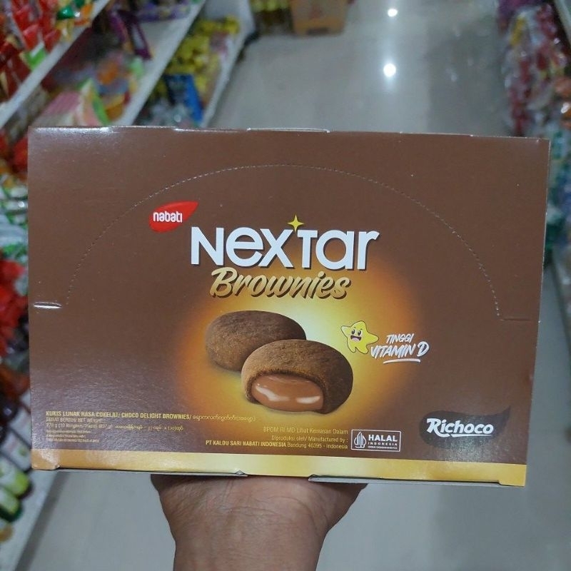 

Nextar Brownies Coklat 1 pack isi 10 pcs X 34gr / Nabati Nextar Coklat / Nextar Coklat Murah