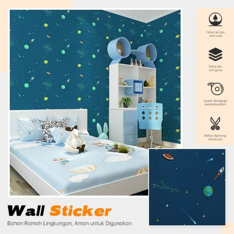 stiker dinding/wallpaper/wall stiker motif planet/luar angkasa