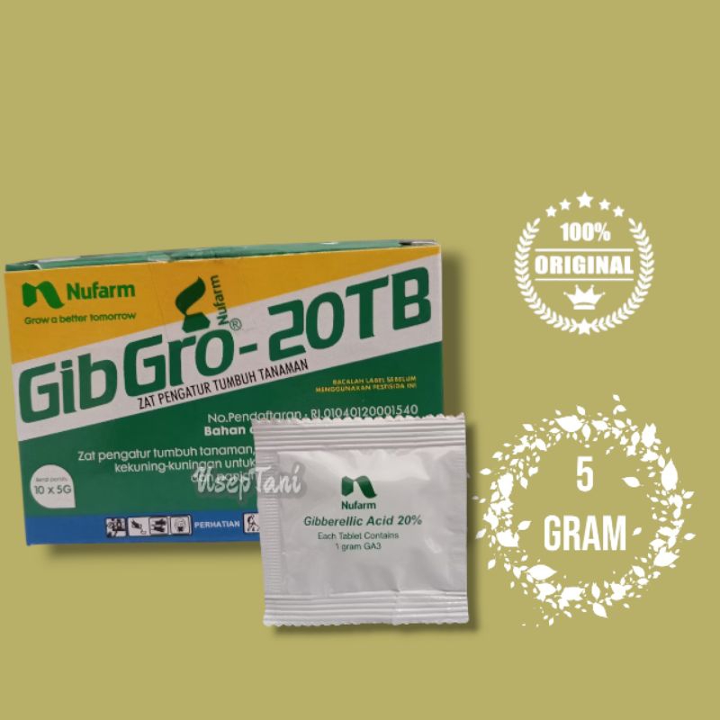 GIBGRO 20TB KEMASAN PABRIK 5 GRAM ZAT PENGATUR TUMBUH ZPT GIBGRO TABLET