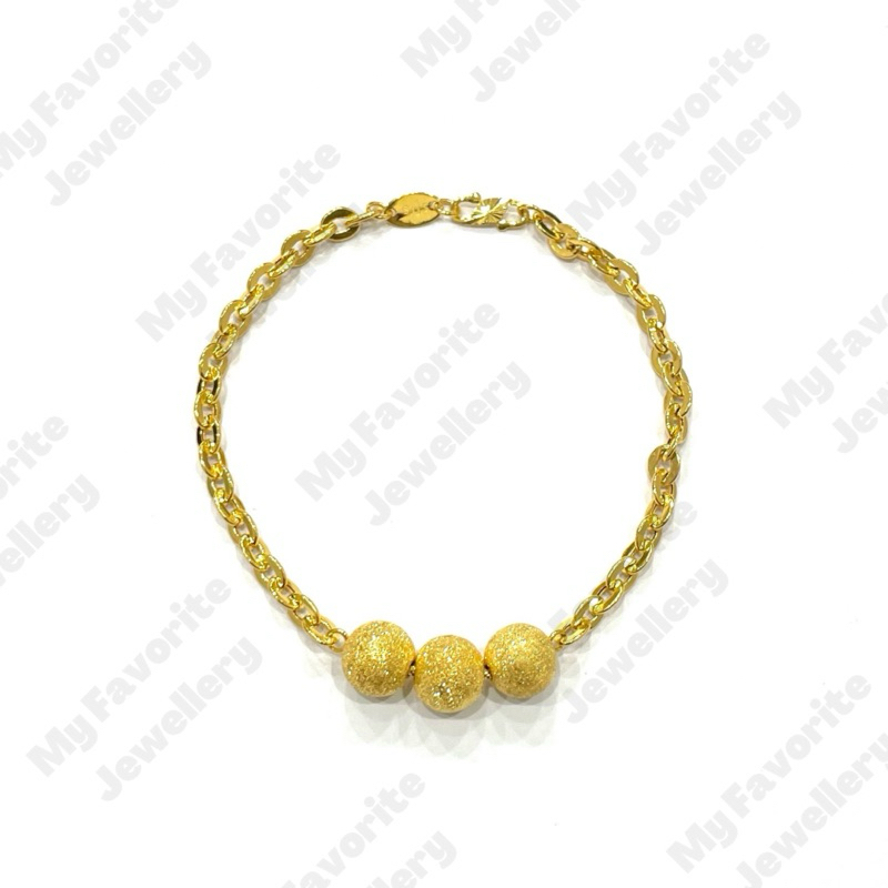 Gelang Fancy Tiga Bola Pasir Emas Asli Kadar 700