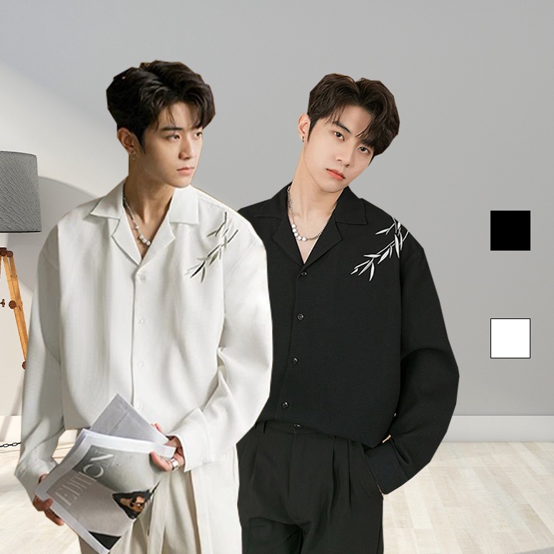 Paling Laris kemeja korean style pria kemeja kasual pria baju kemeja cowok V Neck kemeja lengan panj