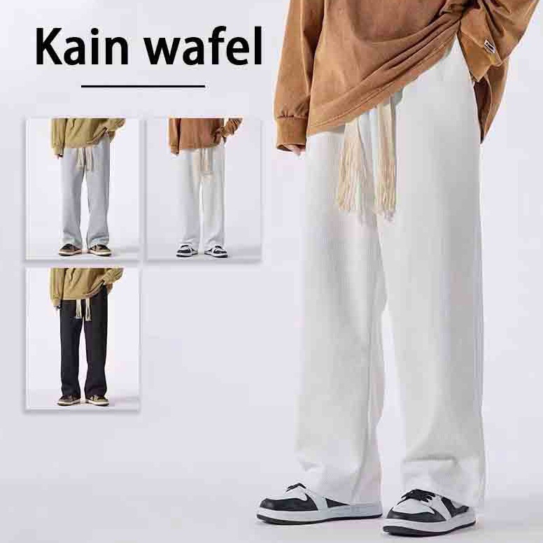Paling Laris Celana Panjang Polos Pria Kain Wafel celana putih pria celana trening panjang pria dewa