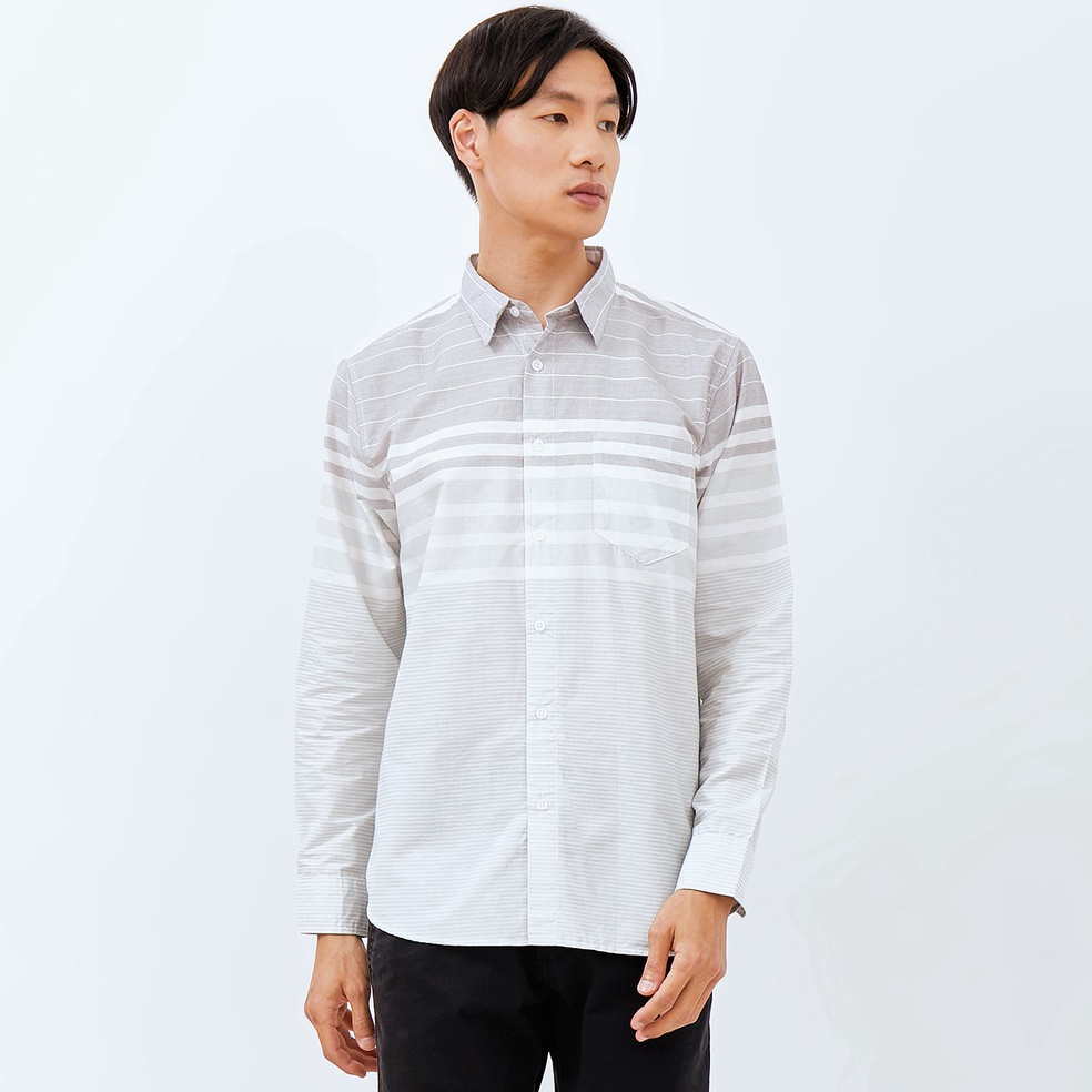 Harga Termuraah M231 Kemeja Pria Stripe Panjang Hijau 2713A