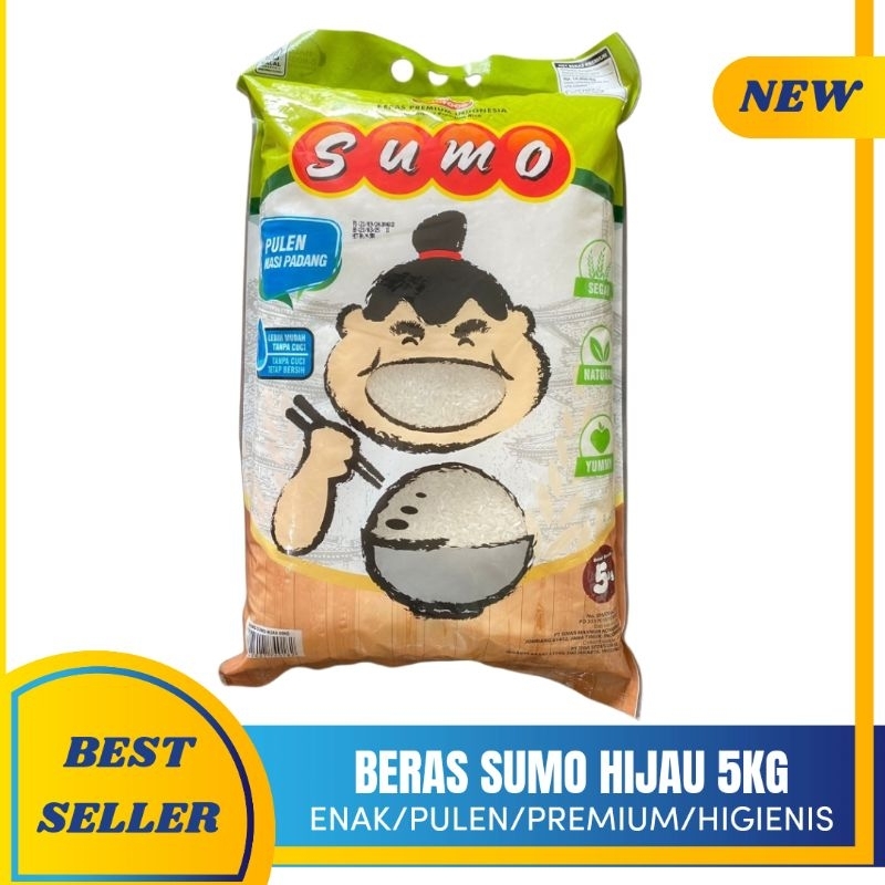 

BERAS PREMIUM SUMO HIJAU KEMASAN 5KG ENAK DAN PULEN/BERSIH/HIGIENIS/PUTIH/PUNEL/LEMBUT/ORIGINAL