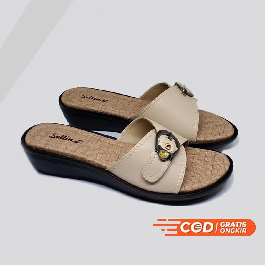 sendal wanita wedges simpel / wedges geulis kondangan ibu-ibu arisan