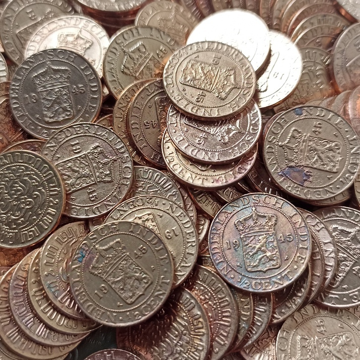 Koin Kuno Nederlandsch Indie 1/2 Cent Tahun 1945