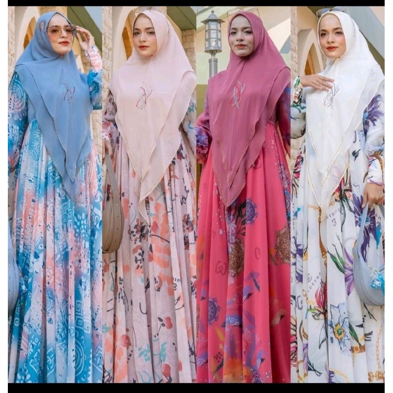 gamis vharisha syar'i by eldeena, gamis eldeena, gamis printing, gamis syar'i