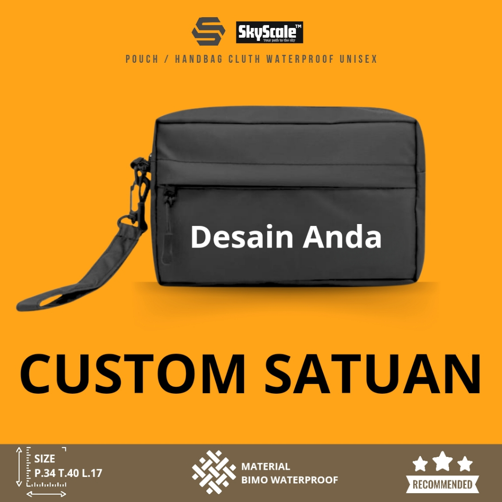 Custom Satuan Handbag Premium Unisex Waterproof | Clutch Keren Pria Wanita, Pouch Elegan & Stylish