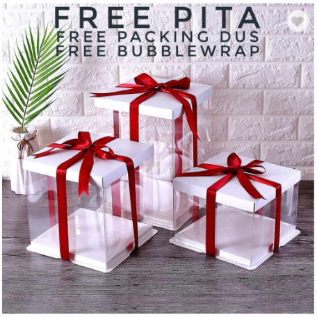 

Cake Box Mika Dus Kue Kotak Kue Transparant 26x26 cm tinggi 25 cm bisa custom