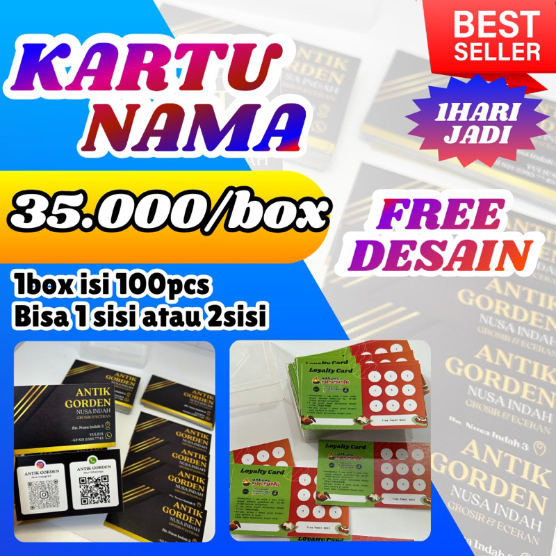 

Cetak Kartu Nama Kertas Bagus Kilat Full Warna isi 100