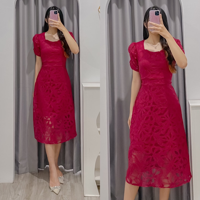 [ INSUN ] ROSELYN DRESS | ELEGANT BROKAT DRESS WANITA