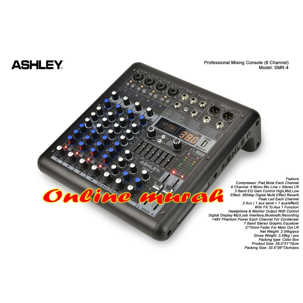 NEW COMPRESSOR mixer ashley smr4 4channel ORIGINAL ashley smr 4