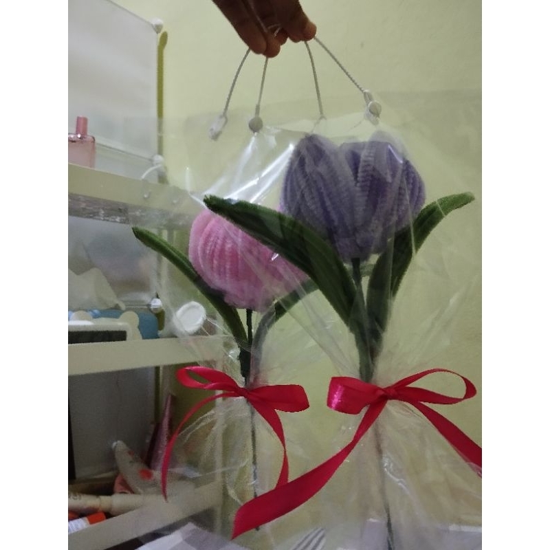 bunga tulip kawat bulu | bunga tulip 1 tangkai