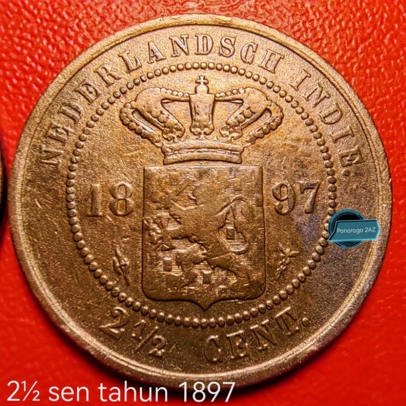 2,5 sen cent benggol tahun1897 jaman belanda asli