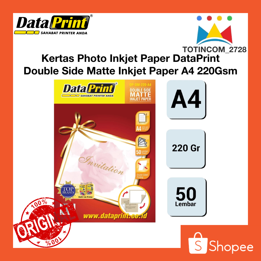 

Kertas Foto DATAPRINT Double Side Matte A4 220 Gram Kertas Kartu Nama atau Cover Depan Buku