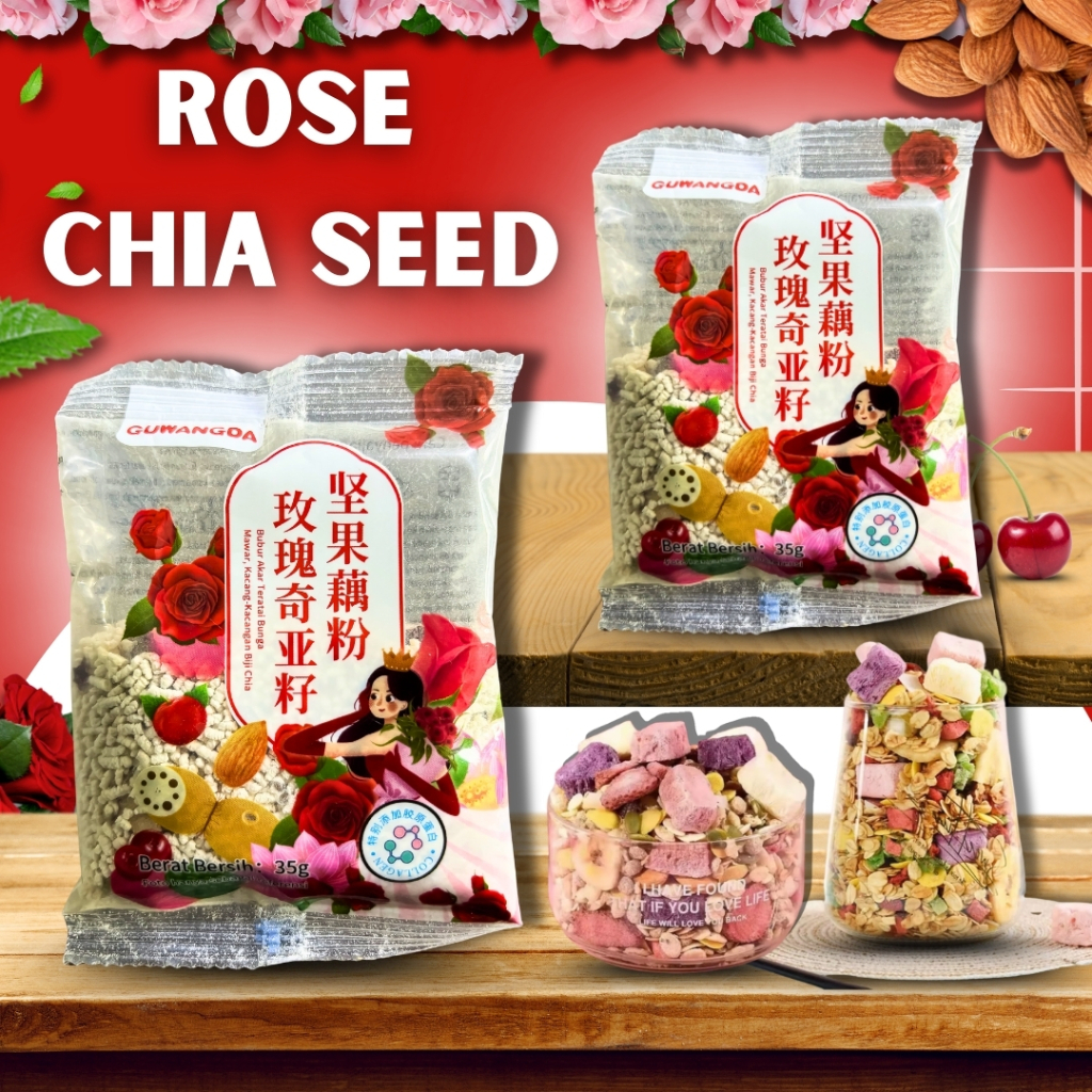 

(5 PCS) Oufen Lotus Root Powder - Kemasan Sachet Varian Rose Chia Seed (35g Sachet) & Praktis