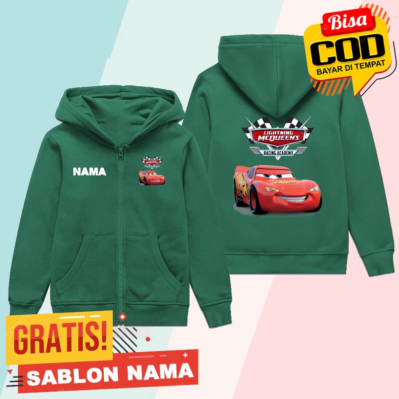 Jaket Zipper Anak Motif Lightning McQueen Racing Academy - Zipper Anak Laki Laki - Perempuan