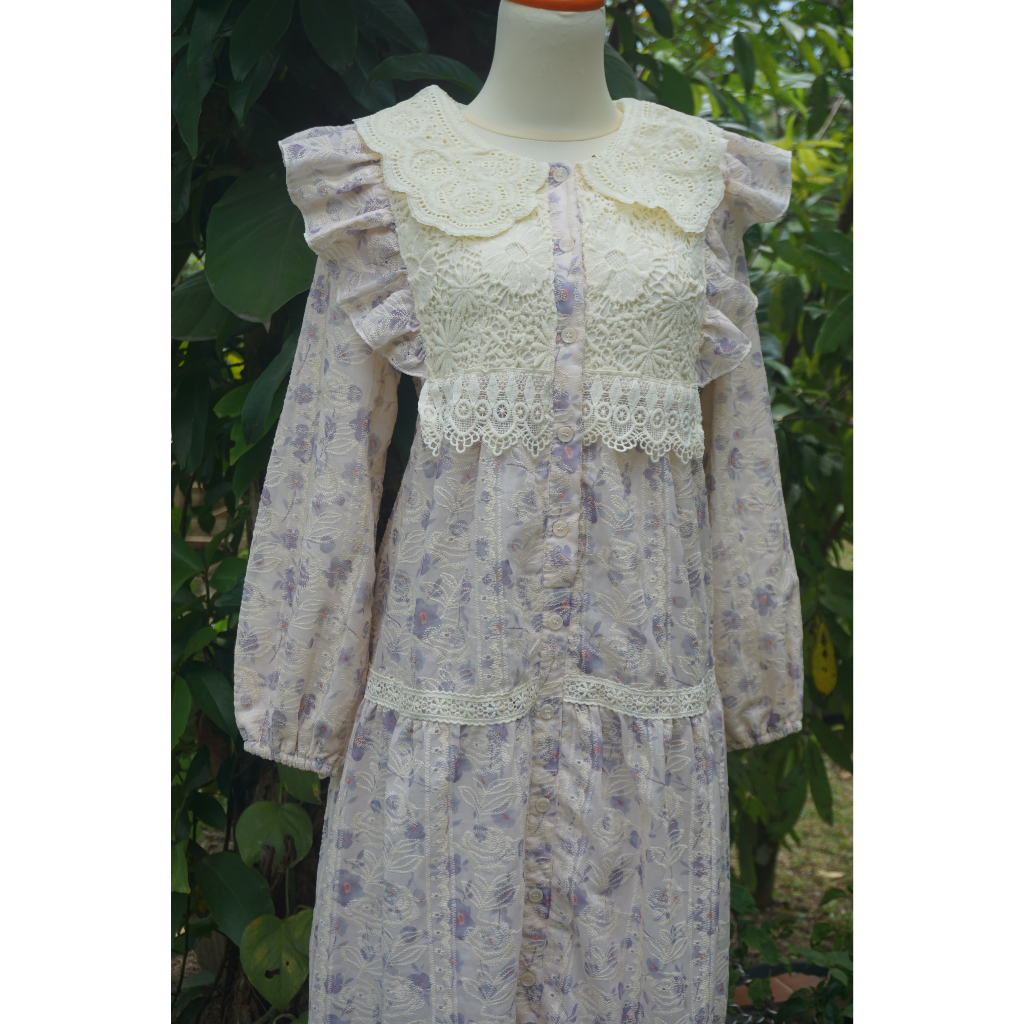 Gamis Katbol, Katun Bordir Printing, Renda Brukat Katun, Gamis Wanita, Dress Wanita, All Size - Dika
