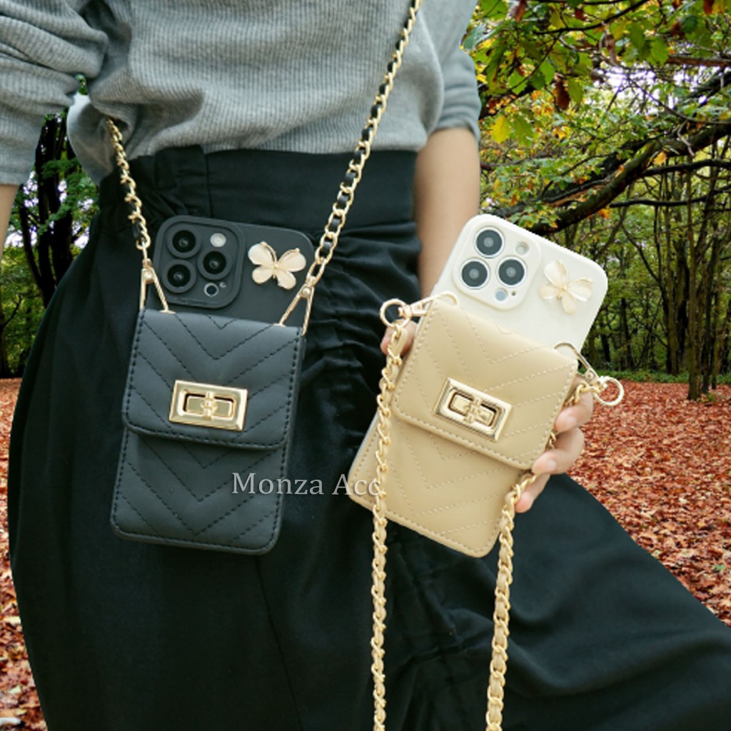 Soft Case Dompet Tali Rantai For Samsung S21 Ultra S21 Pro S21 FE S21+ S22 Pro S22+ S23 Ultra - SSL