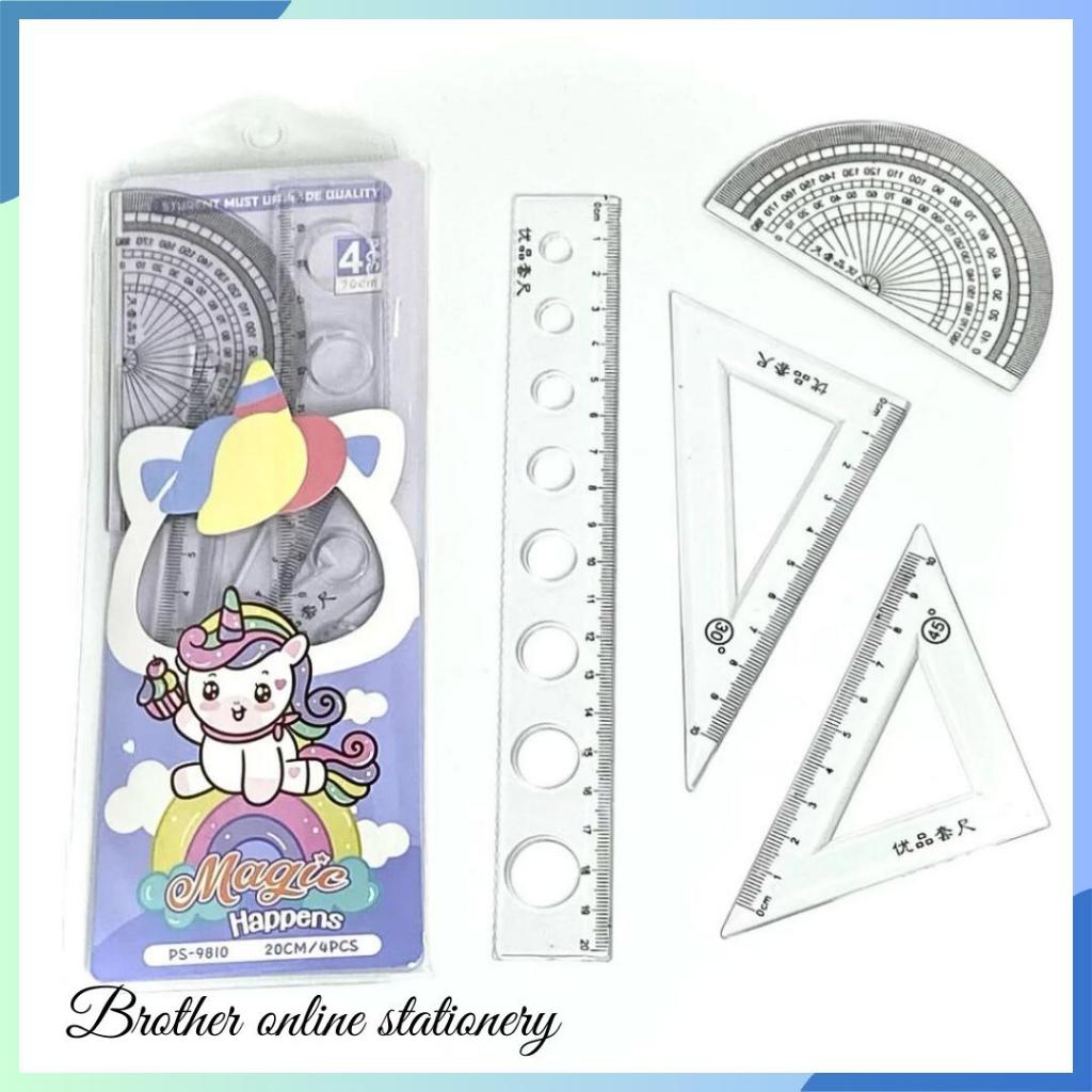 

BOS Penggaris Set/Penggaris Plastik/Ruler Set/Garisan Busur Derajat