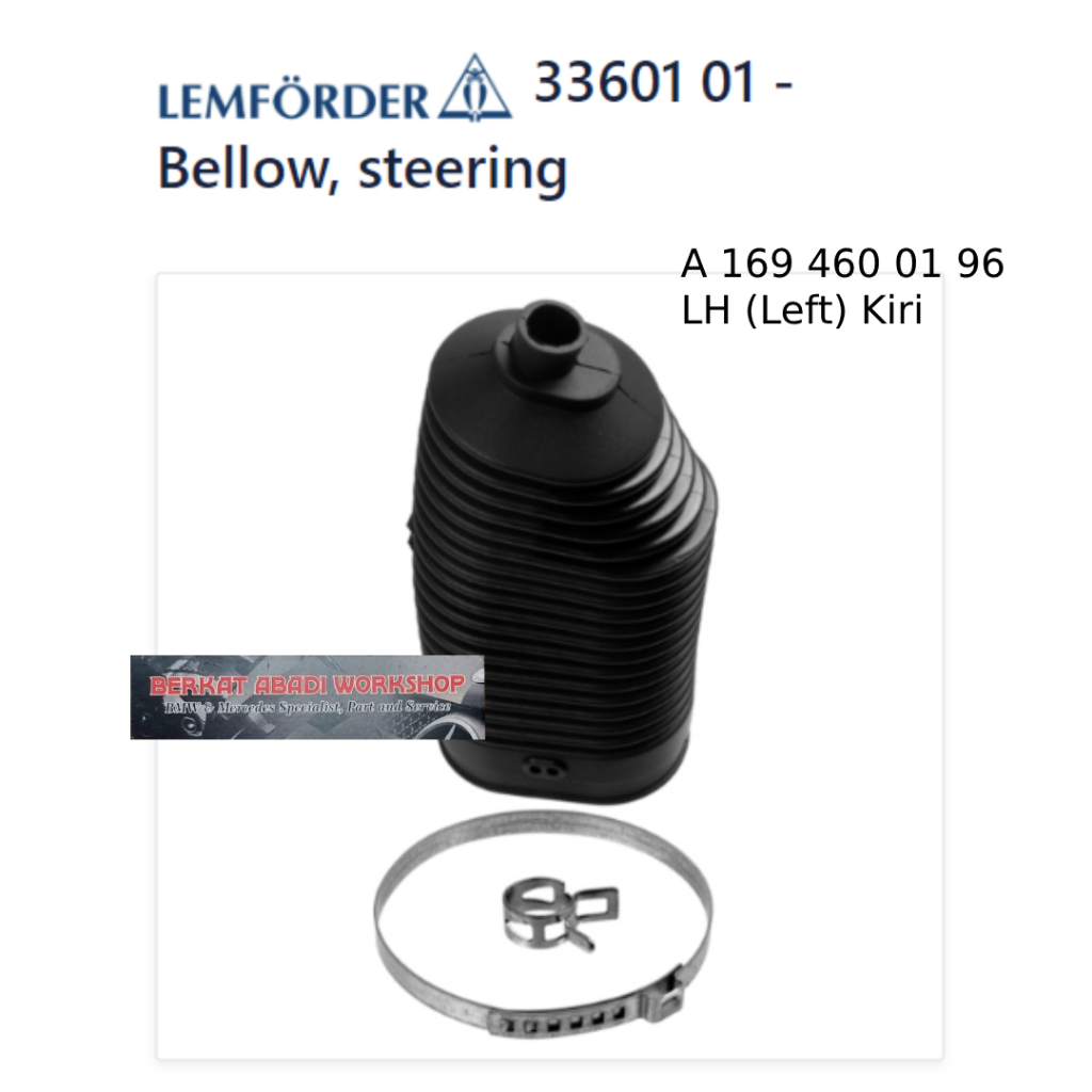 Boot Tie Rod / Rack Steer Mercedes A150 W169 B170 W245 Merk Lemforder