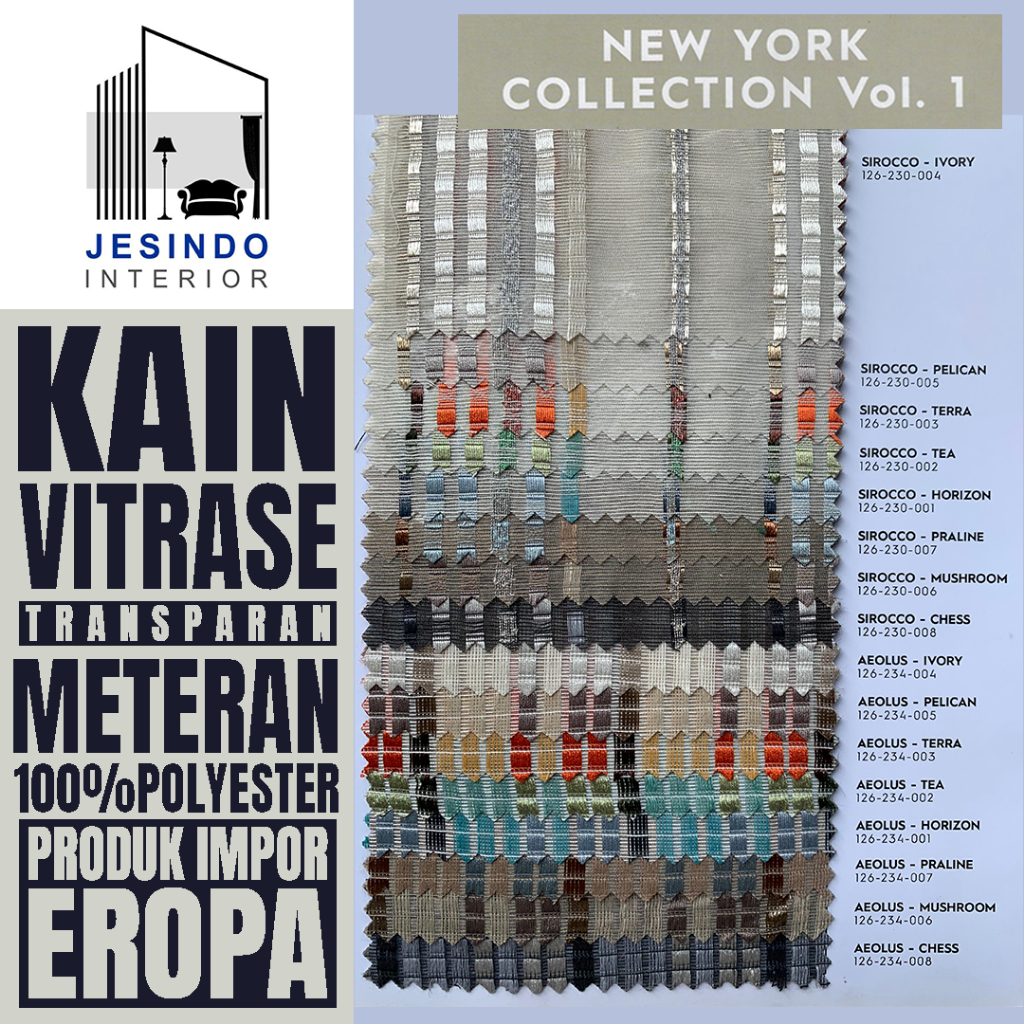 SIROCCO Kain Gorden Vitrase Transparan Meteran Bahan Polyester Lebar 300 CM