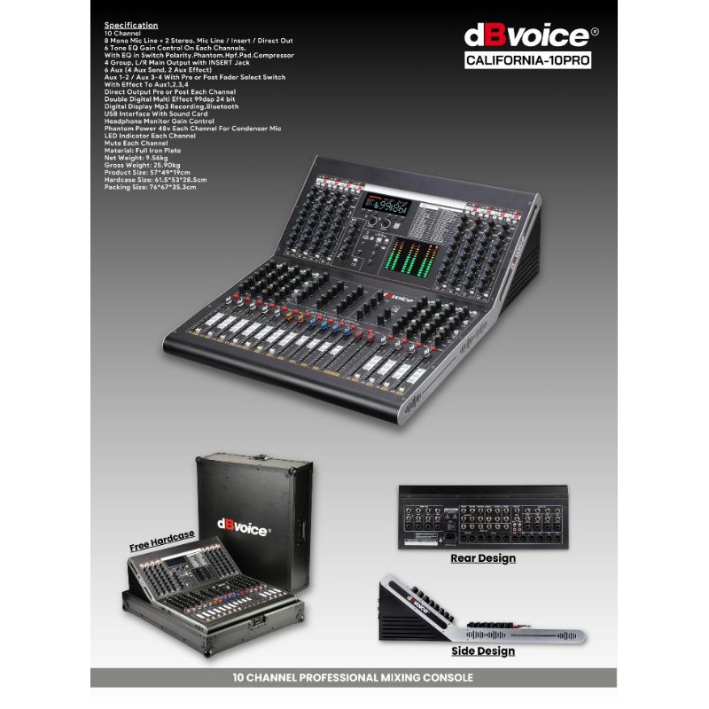 Mixer dBvoice california 10pro 10channel professional mixing console dB voice california-10pro