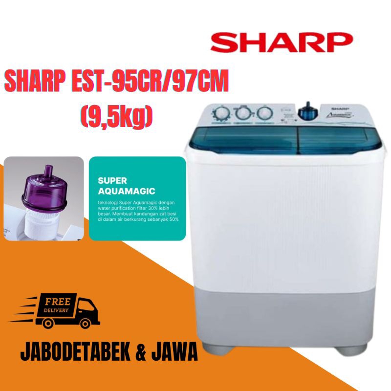 Mesin Cuci Sharp 95/96Cr/Cl Aquamagic 9,5kg Mesin Cuci Sharp Aquamagic 9kg