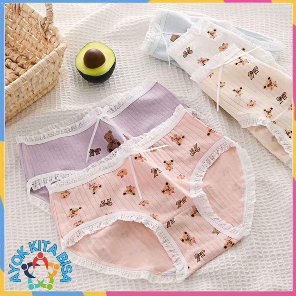AKB Celana Dalam Wanita Segitiga 7039 Motif Kartun Bahan Adem Celana Dalam Karakter Kartun Lucu Cd W
