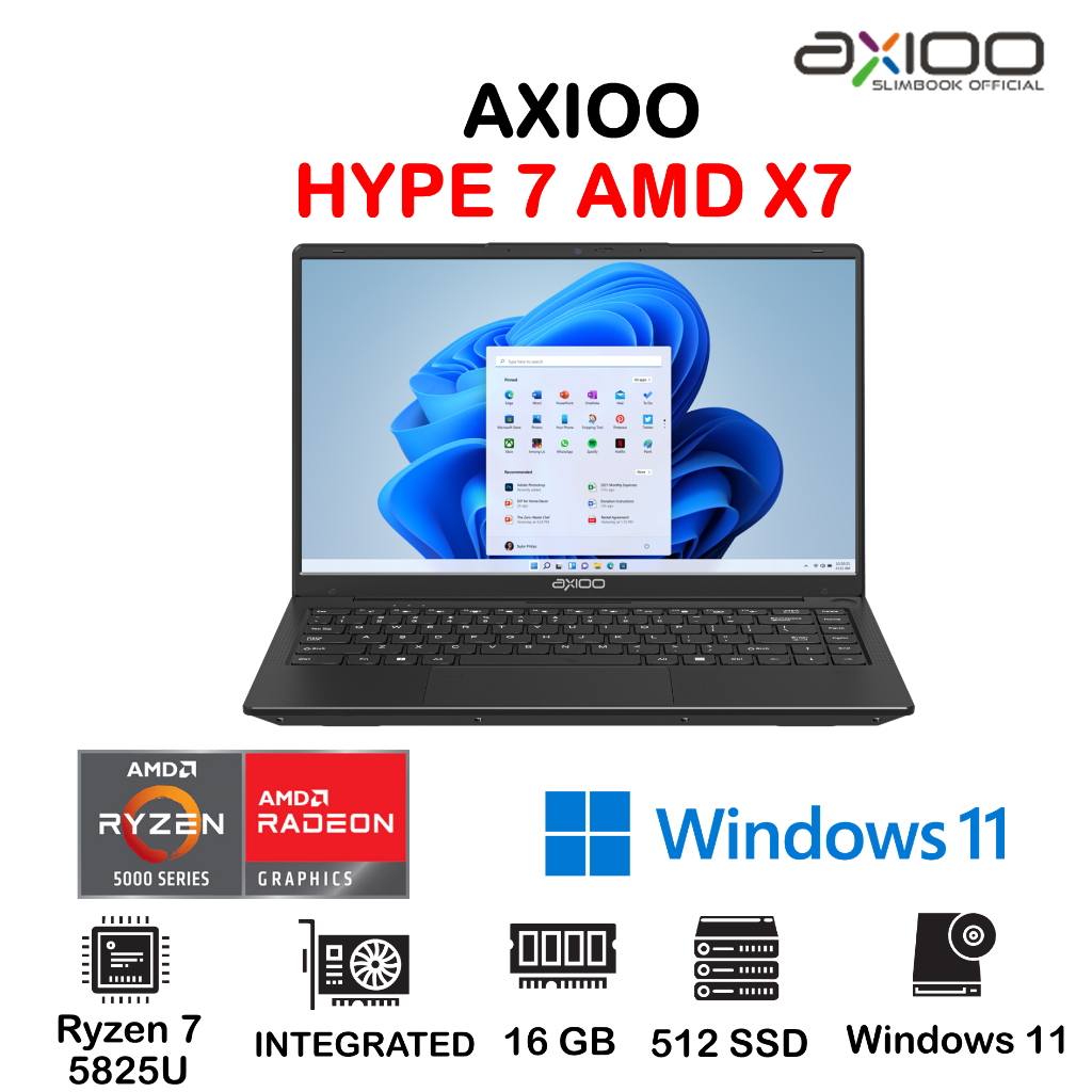 LAPTOP AXIOO HYPE 7 AMD  Ryzen 7 5700U 16GB 512GB Windows 11