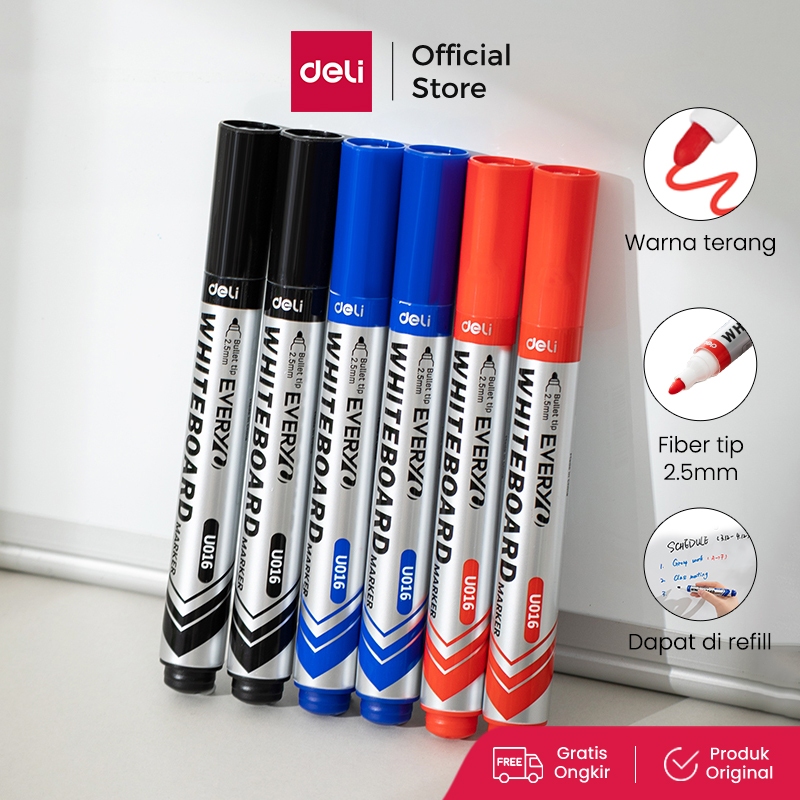 

Deli Spidol Papan Tulis / Dry Erase Marker Dapat di Refill Tebal 2.5mm EU016