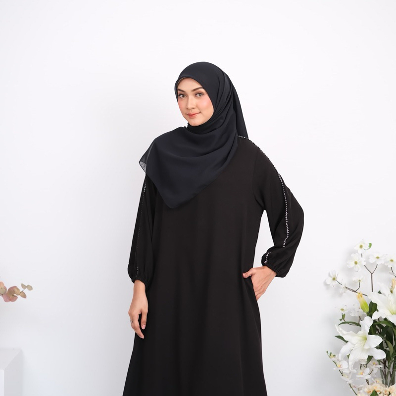 Al-Hijra Zahra Long Dress Gamis Atasan Wanita Long Dress Hitam/Baju Panjang Lebaran Muslimah