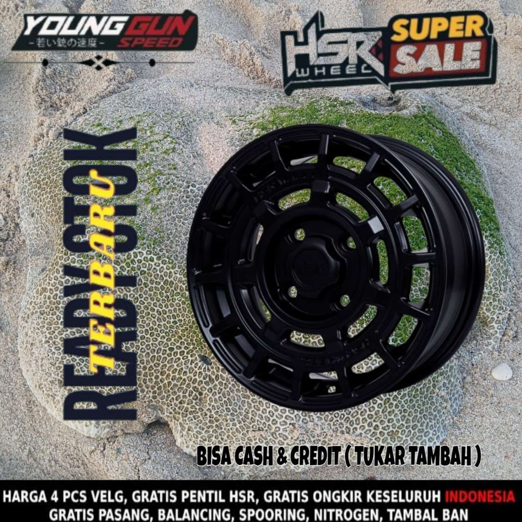 Pelek hsr mentawai ring 14 avanza xenia livina velg mobil racing r14 black