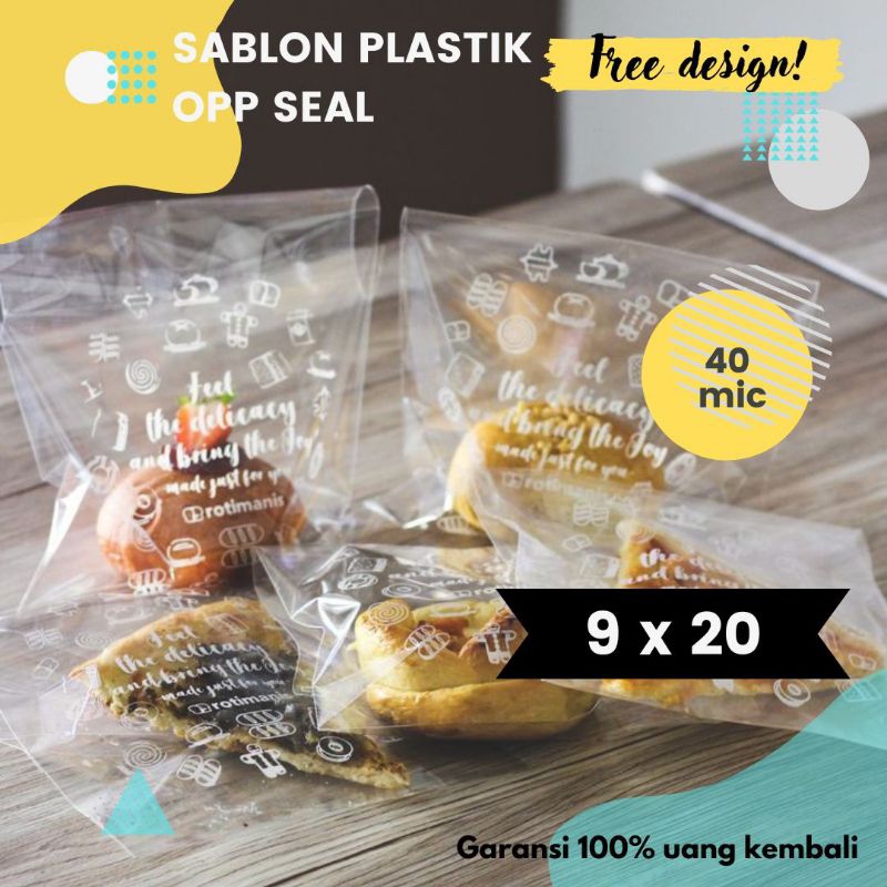Plastik OPP Seal 9 x 20 Custom Sablon Bungkus Makanan | Roti | Kue