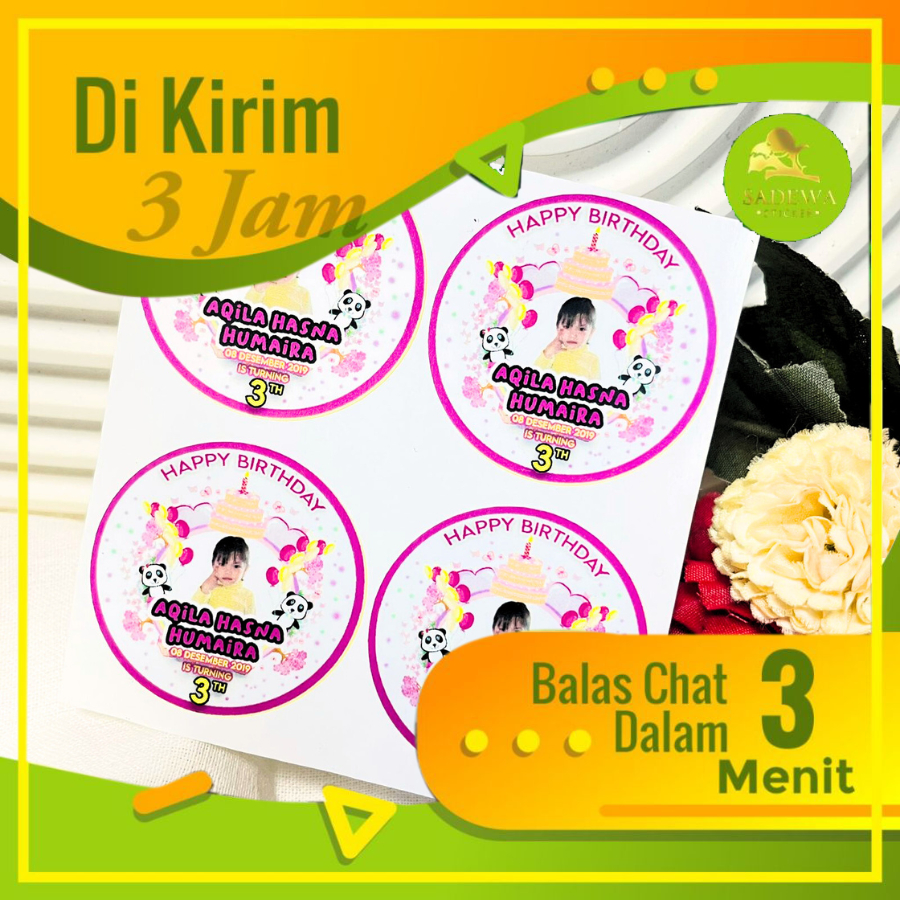 

2-4 Sadewa Sticker Undangan Ulang Tahun Anak Label Stiker Happy Birthday Bahan Vinyl Anti Air