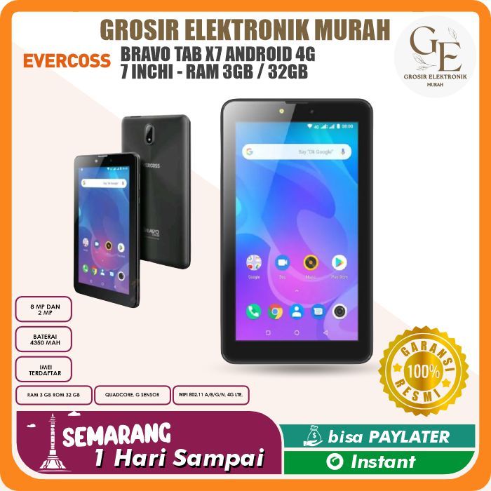 EVERCROSS Bravo TAB X7 Android 4G // 7 INCHI - RAM 3GB / 32GB Garansi Resmi