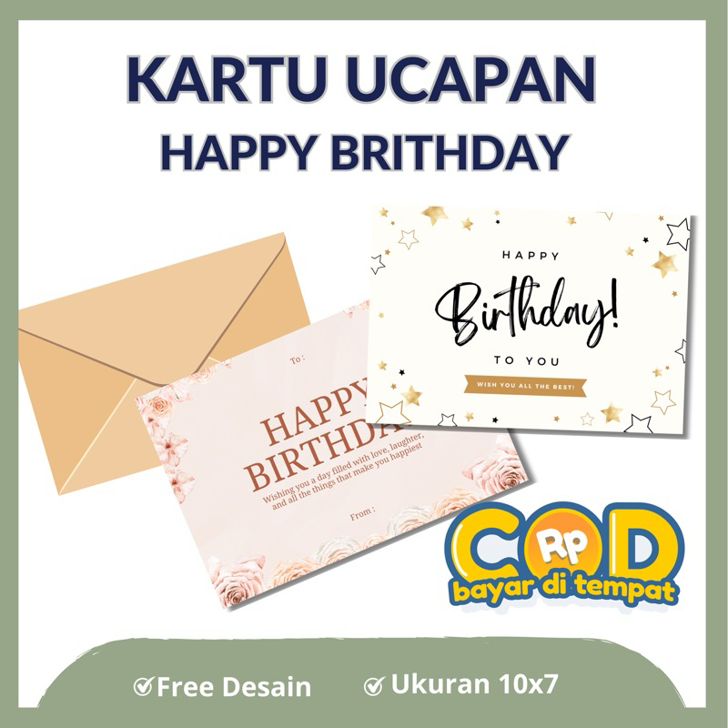GREETING CARD happy birthday ukuran 10x6,5 cm -kartu ucapan-aesthetic-ghift card-custom