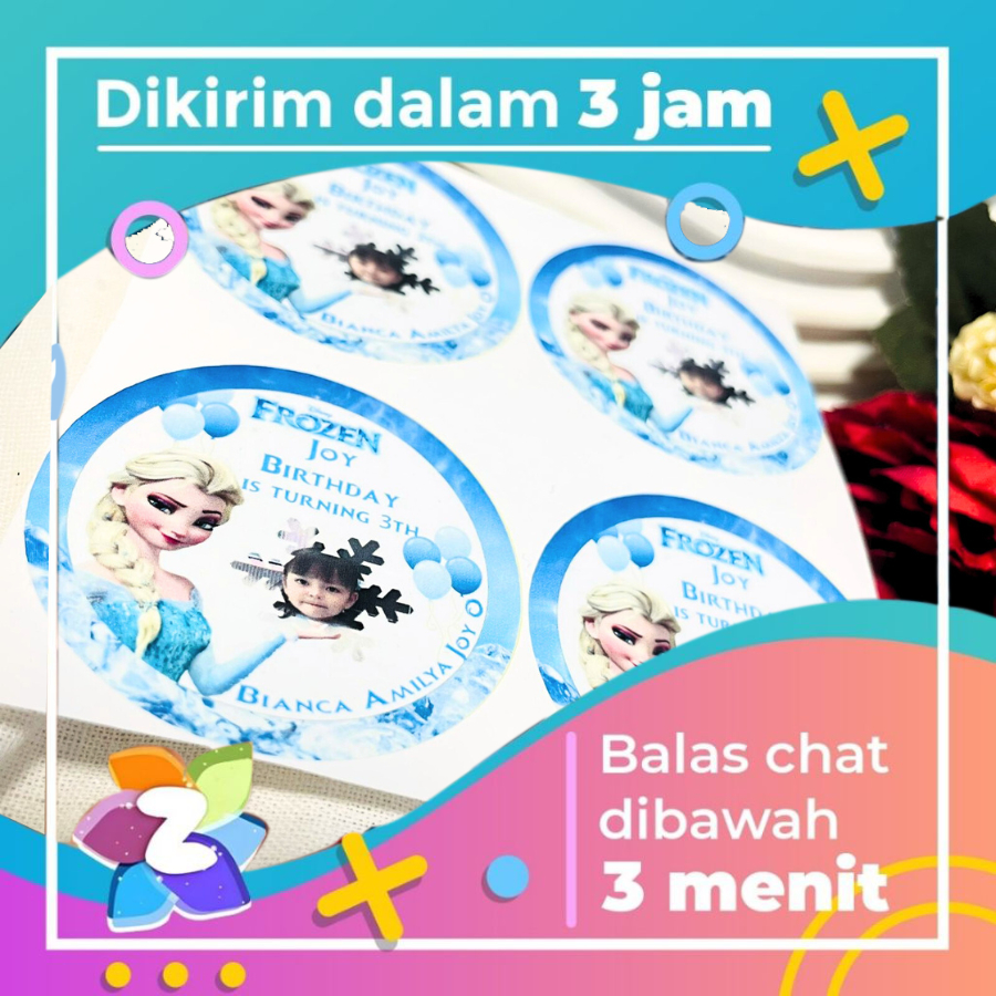 

2-4 Vinyl Stiker Ulang Tahun Sticker Label Undang Happy Birthday Uk.Kecil Zennida Free Design