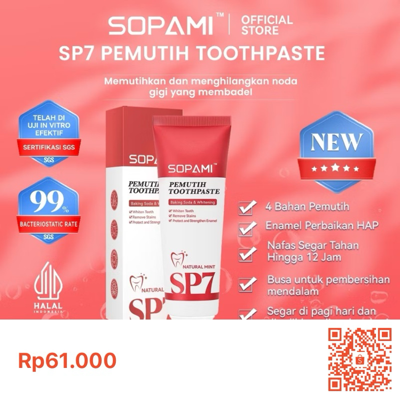 BPOM SOPAMI SP-7 Pasta Gigi Probiotik / PEMUTIH GIGI DAN PLAK